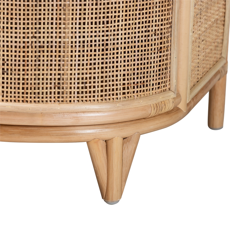 Bowery Hill Modern Bohemian Natural Brown Rattan 2-Drawer Nightstand