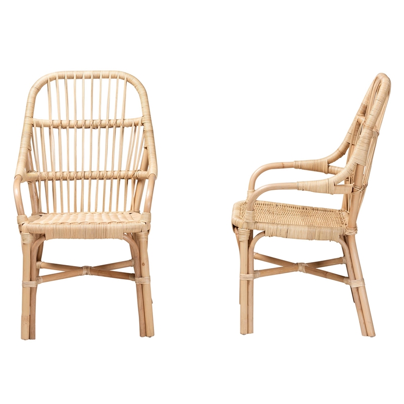 Bowery Hill Modern Bohemian Natural Brown Rattan Dining Chair
