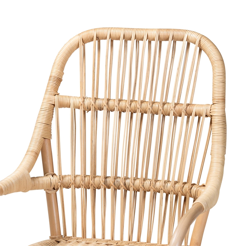 Bowery Hill Modern Bohemian Natural Brown Rattan Dining Chair