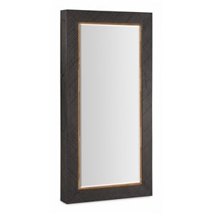 Bowery Hill Wood and Resin Floor Mirror w/Jewelry Storage in Gray