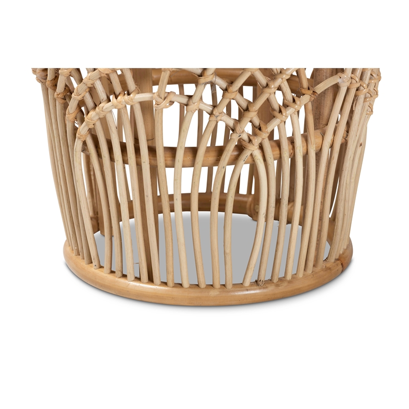 Bowery Hill Modern Bohemian Natural Brown Finished Rattan End Table