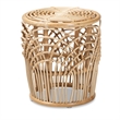 Bowery Hill Modern Bohemian Natural Brown Finished Rattan End Table