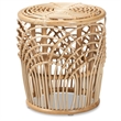 Bowery Hill Modern Bohemian Natural Brown Finished Rattan End Table