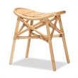 Bowery Hill Contemporary Bohemian Natural Brown Rattan Footstool