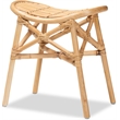 Bowery Hill Contemporary Bohemian Natural Brown Rattan Footstool