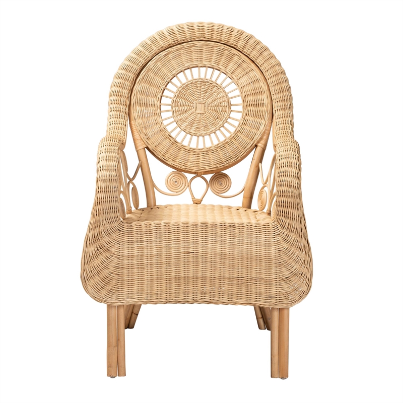 Bowery Hill Modern / Contemporary Bohemian Natural Rattan Arm Chair