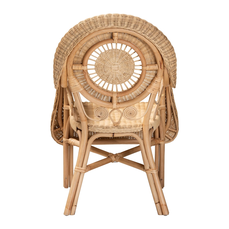Bowery Hill Modern / Contemporary Bohemian Natural Rattan Arm Chair