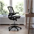Bowery Hill Mid Back Transparent Mesh Drafting Stool and Flip Up Arms
