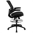 Bowery Hill Mid Back Transparent Mesh Drafting Stool and Flip Up Arms