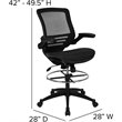 Bowery Hill Mid Back Transparent Mesh Drafting Stool and Flip Up Arms