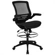 Bowery Hill Mid Back Transparent Mesh Drafting Stool and Flip Up Arms