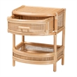 Bowery Hill Modern Bohemian Natural Rattan 1-Drawer Nightstand