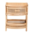 Bowery Hill Modern Bohemian Natural Rattan 1-Drawer Nightstand