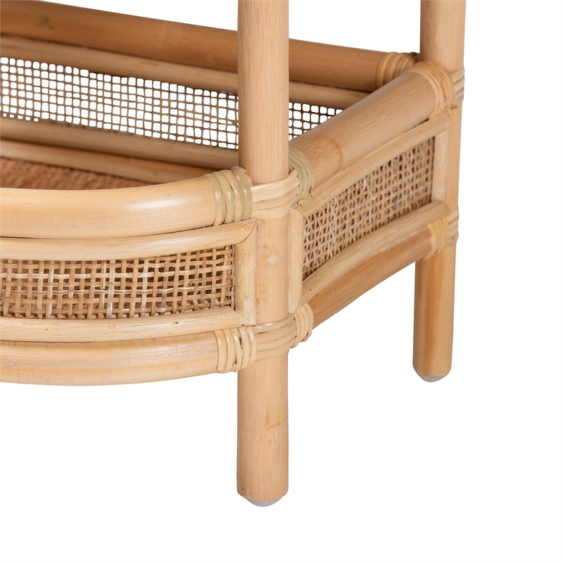 Bowery Hill Modern Bohemian Natural Rattan 1-Drawer Nightstand