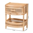 Bowery Hill Modern Bohemian Natural Rattan 1-Drawer Nightstand