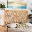 Bowery Hill Modern Brown Rattan Queen Size Wall-mount Headboard