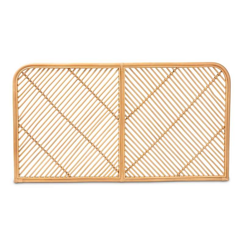 Bowery Hill Modern Brown Rattan Queen Size Wall-mount Headboard