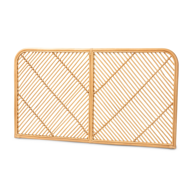 Bowery Hill Modern Brown Rattan Queen Size Wall-mount Headboard