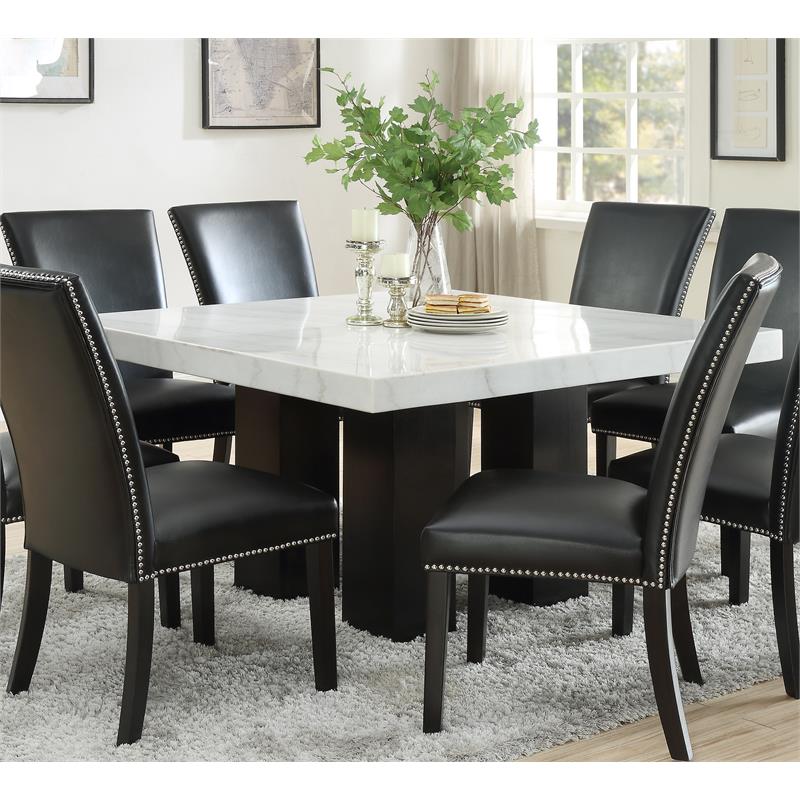 Bowery Hill Contemporary White Marble Top Square Dining Table