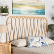 Bowery Hill Modern Brown Rattan Queen Size Wall-mount Headboard
