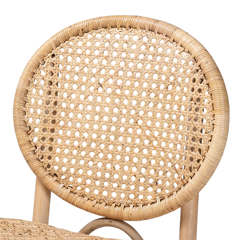 Bowery Hill Modern Bohemian Natural Brown Rattan Dining Chair