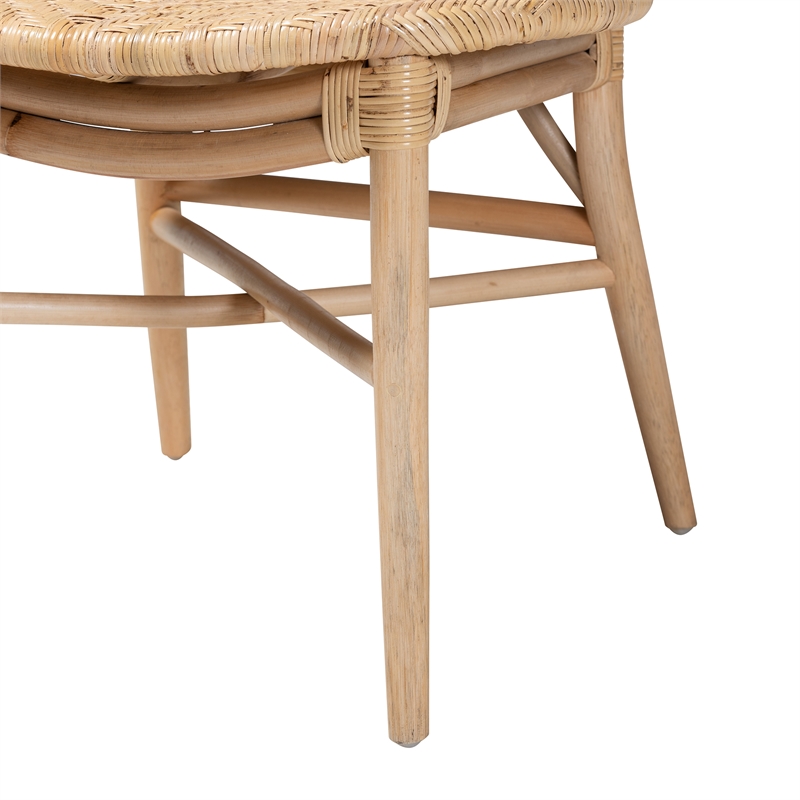 Bowery Hill Modern Bohemian Natural Brown Rattan Dining Chair