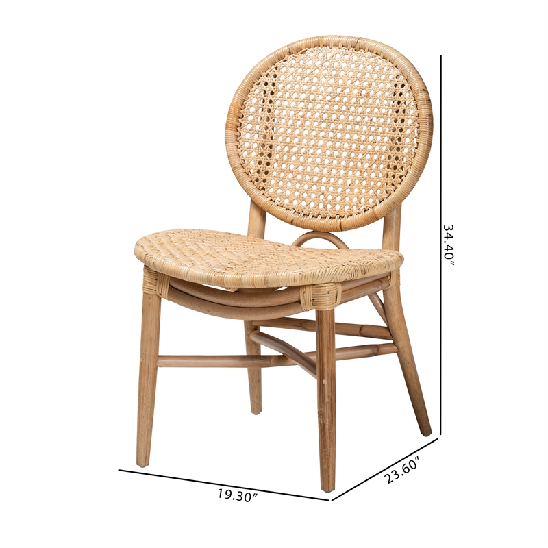 Bowery Hill Modern Bohemian Natural Brown Rattan Dining Chair