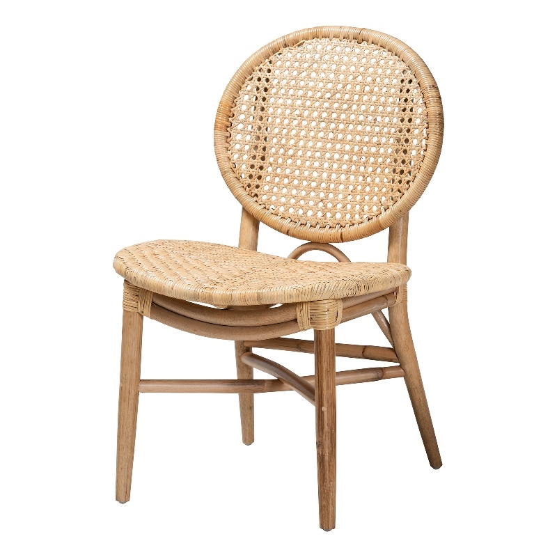 Bowery Hill Modern Bohemian Natural Brown Rattan Dining Chair