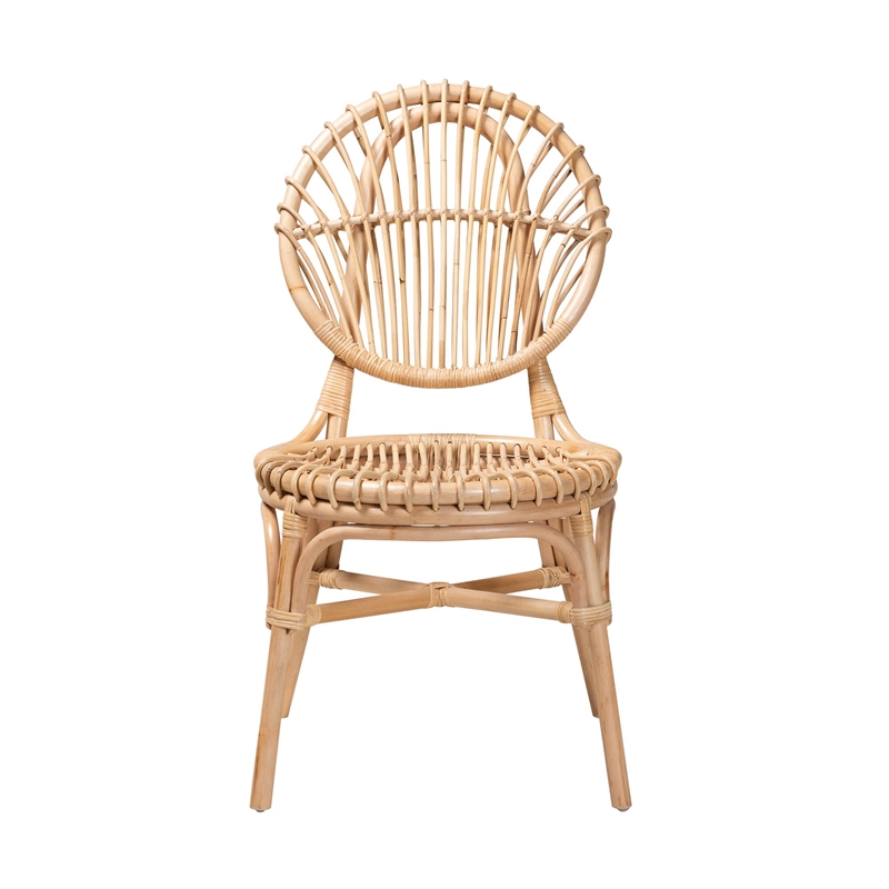 Bowery Hill Modern Bohemian Natural Brown Rattan Dining Chair