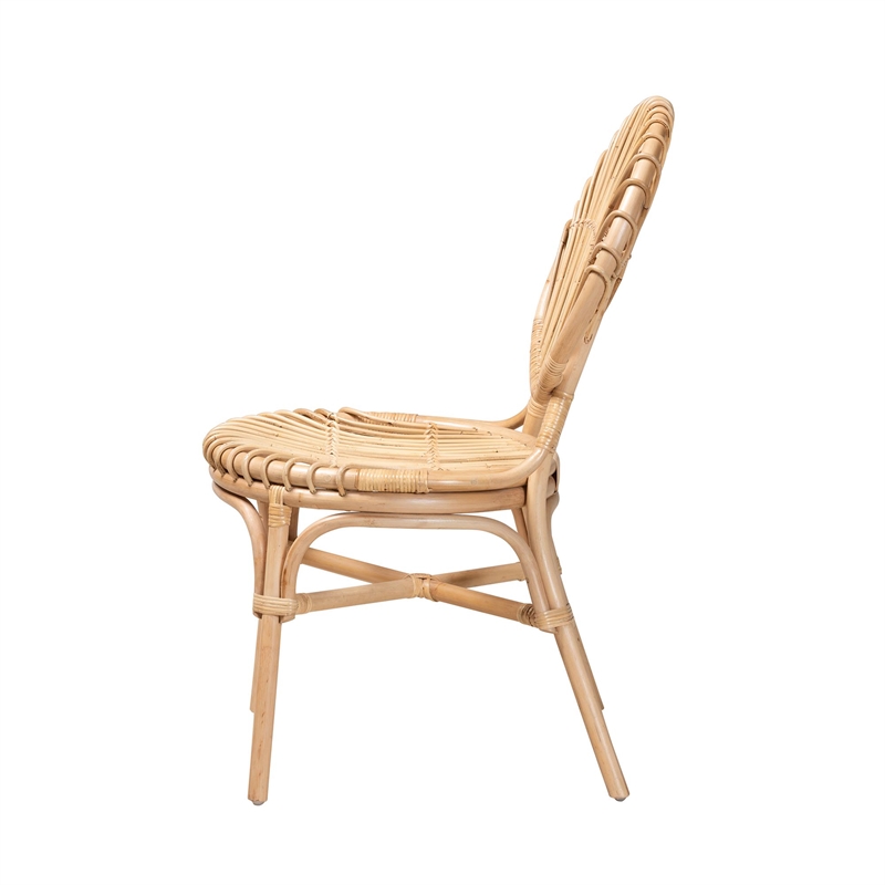 Bowery Hill Modern Bohemian Natural Brown Rattan Dining Chair