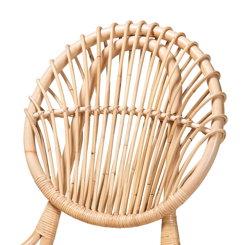 Bowery Hill Modern Bohemian Natural Brown Rattan Dining Chair