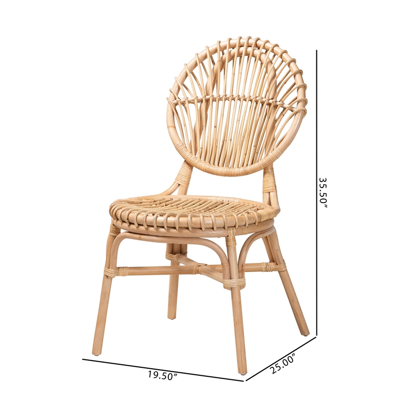 Bowery Hill Modern Bohemian Natural Brown Rattan Dining Chair