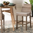 Bowery Hill Gray Rattan and Rustic Taupe Mahogany Wood Counter Stool