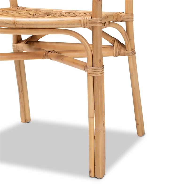 Bowery Hill Modern Bohemian Natural Brown Rattan Dining Chair