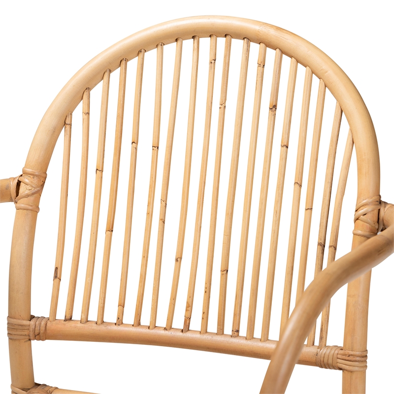 Bowery Hill Modern Bohemian Natural Brown Rattan Dining Chair