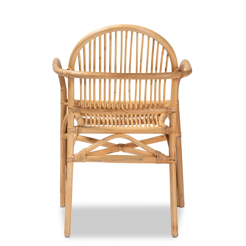 Bowery Hill Modern Bohemian Natural Brown Rattan Dining Chair