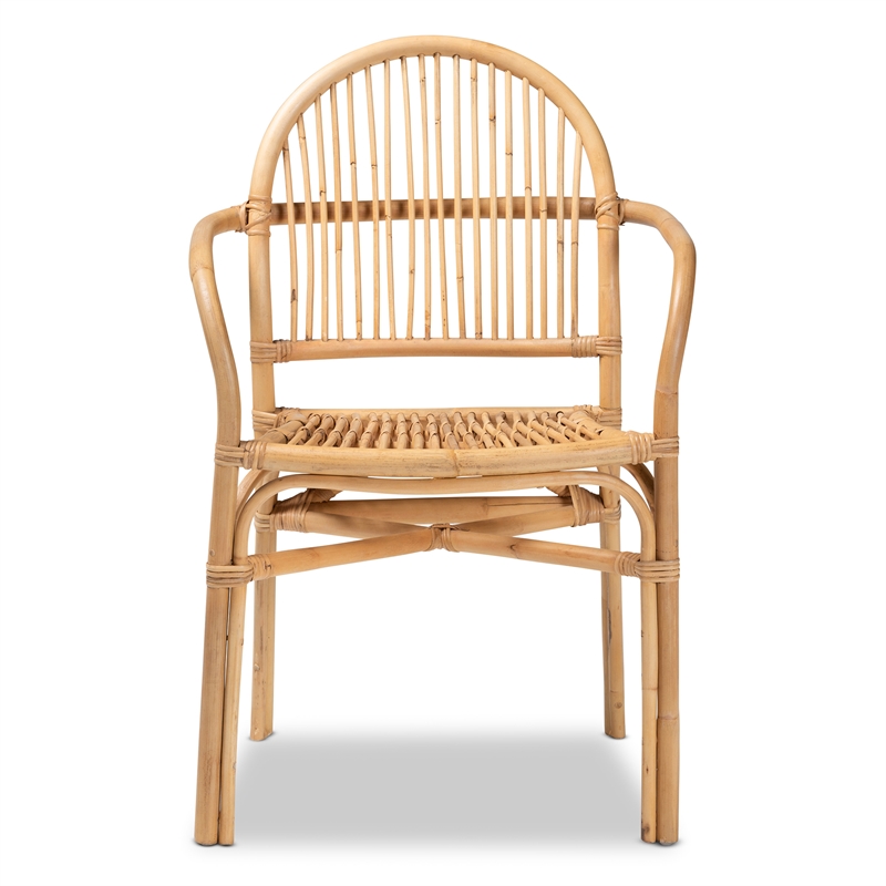 Bowery Hill Modern Bohemian Natural Brown Rattan Dining Chair