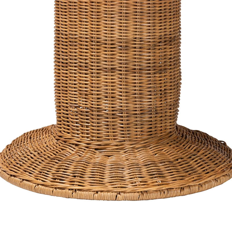Bowery Hill Bohemian Light Honey Rattan Scalloped Accent Table