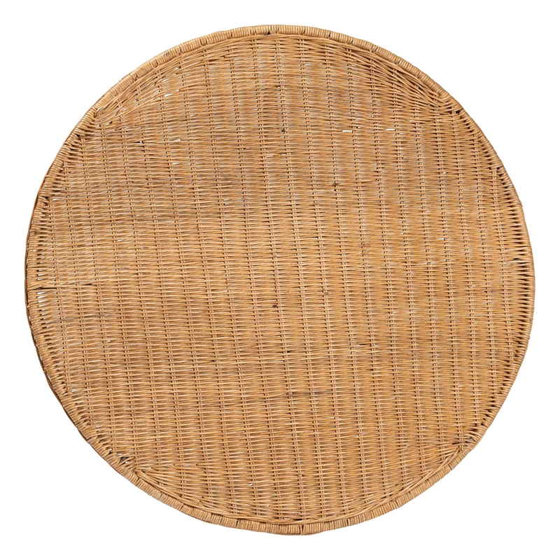 Bowery Hill Bohemian Light Honey Rattan Scalloped Accent Table