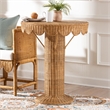 Bowery Hill Bohemian Light Honey Rattan Scalloped Accent Table