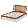 Bowery Hill Brown Finished Wood and Rattan Queen Size Platform Bed