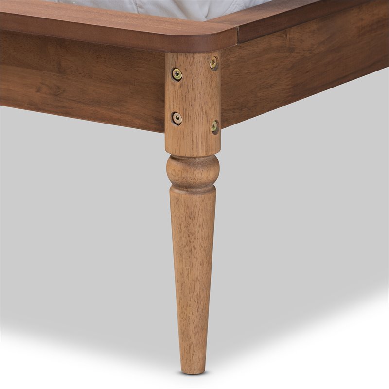 Bowery Hill Brown Finished Wood and Rattan Queen Size Platform Bed