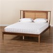 Bowery Hill Brown Finished Wood and Rattan Queen Size Platform Bed