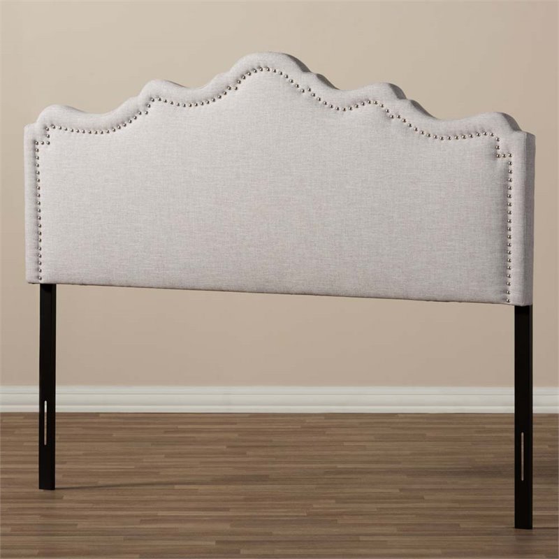 Bowery Hill Modern Fabric Upholstered King Headboard in Gray Beige
