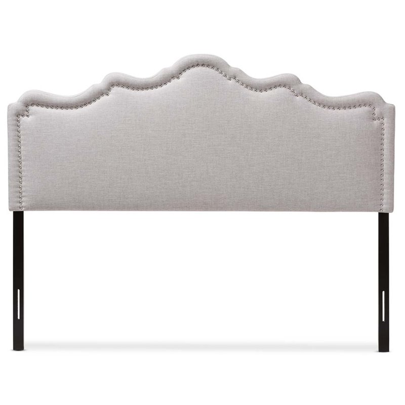Bowery Hill Modern Fabric Upholstered King Headboard in Gray Beige