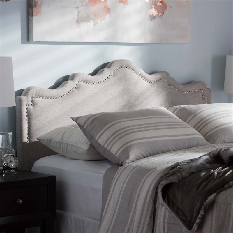 Bowery Hill Modern Fabric Upholstered King Headboard in Gray Beige
