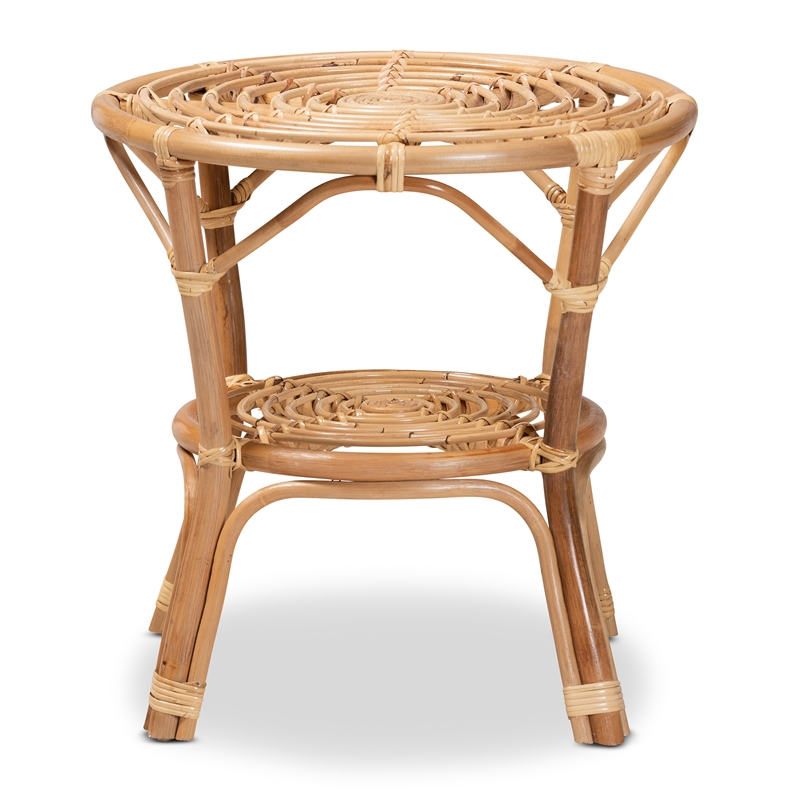 Bowery Hill Modern Bohemian Natural Brown Rattan Coffee Table