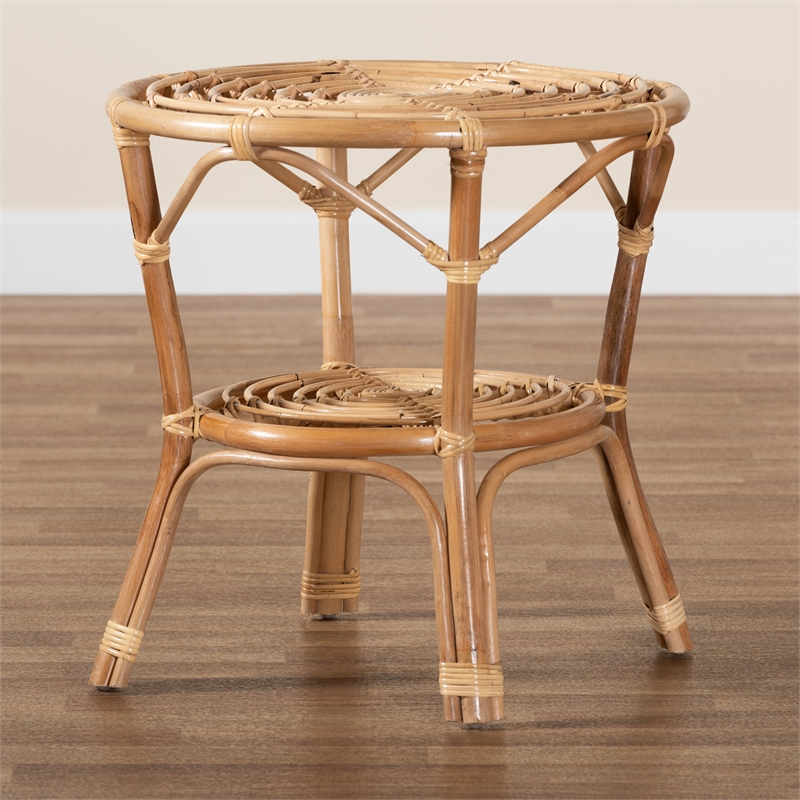 Bowery Hill Modern Bohemian Natural Brown Rattan Coffee Table