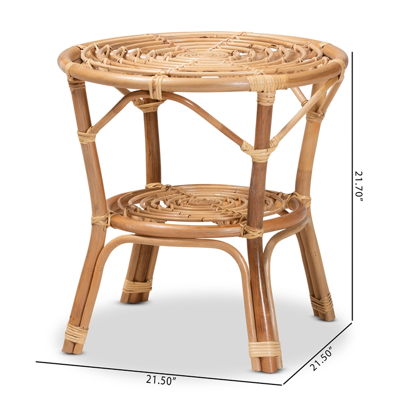 Bowery Hill Modern Bohemian Natural Brown Rattan Coffee Table