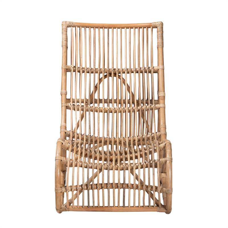 Bowery Hill Contemporary Bohemian Natural Rattan Lounge Chair
